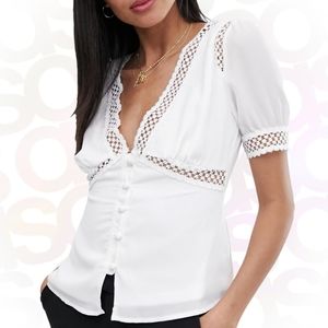 NWT Fashion Union Sz 8 White Top Lace Detail